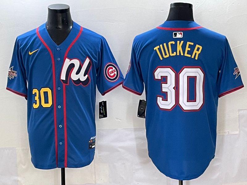 Men 2025 Chicago Cubs #30 Tucker Blue All star Nike MLB Jersey style 5